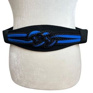 Vintage 80’s Festival Fancy Beaded Wide Twist Rope Cinch Elastic Belt